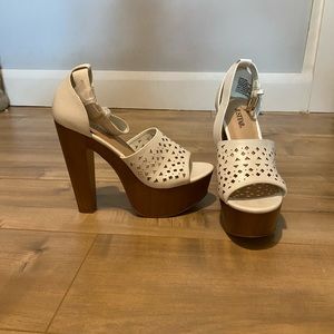 Faux leather white platform sandals